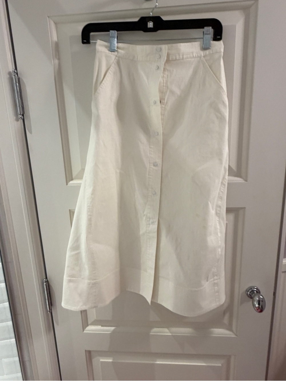 A.L.C. Cream Button-Front A-Line Midi Skirt